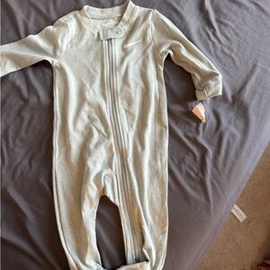 Nike Baby One-Piece Zipper Footie in Light Sage